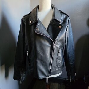 Nicole Miller Black Leather Biker Jacket